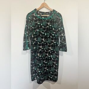 Gabby Skye Black and Green Long Sleeve Dress